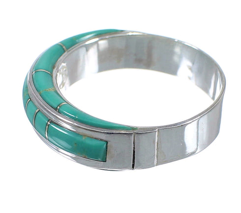 Southwestern Turquoise Inlay Sterling Silver Ring Size 5 AX86699